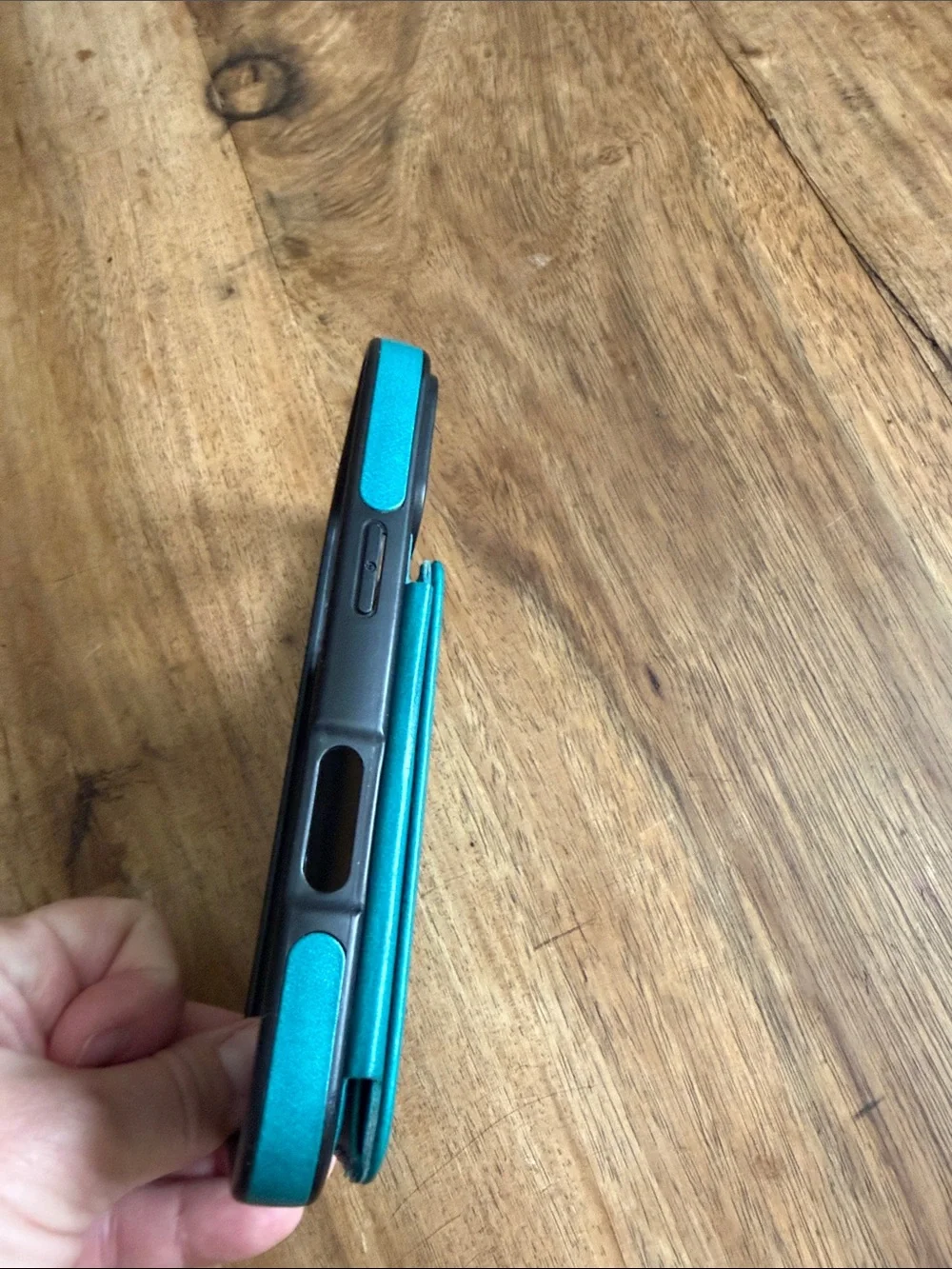 Teal Leather Phone Case with Black Frame - Premium Protective case iPhone 17 Pro